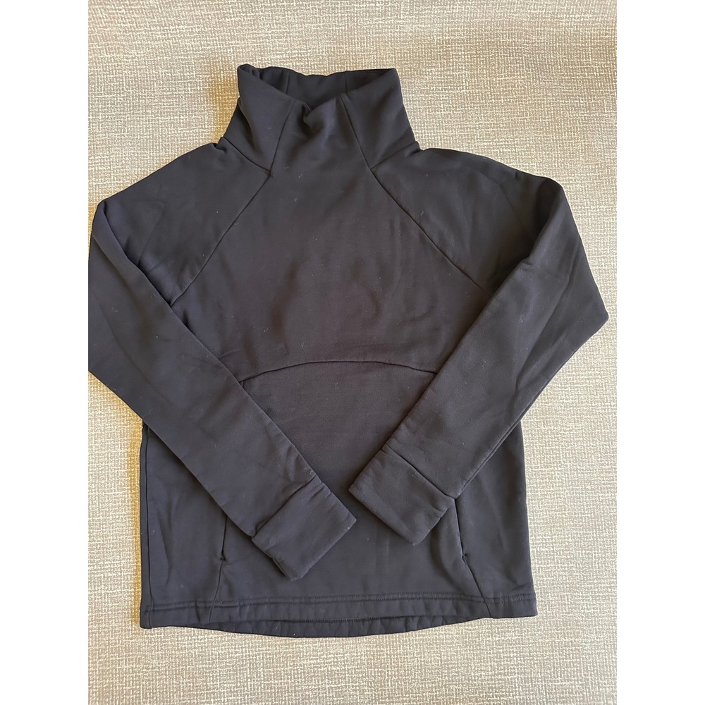 Athleta Women Black Funnel Neck Fleece Lined Sweatshirt Thumbholes Small